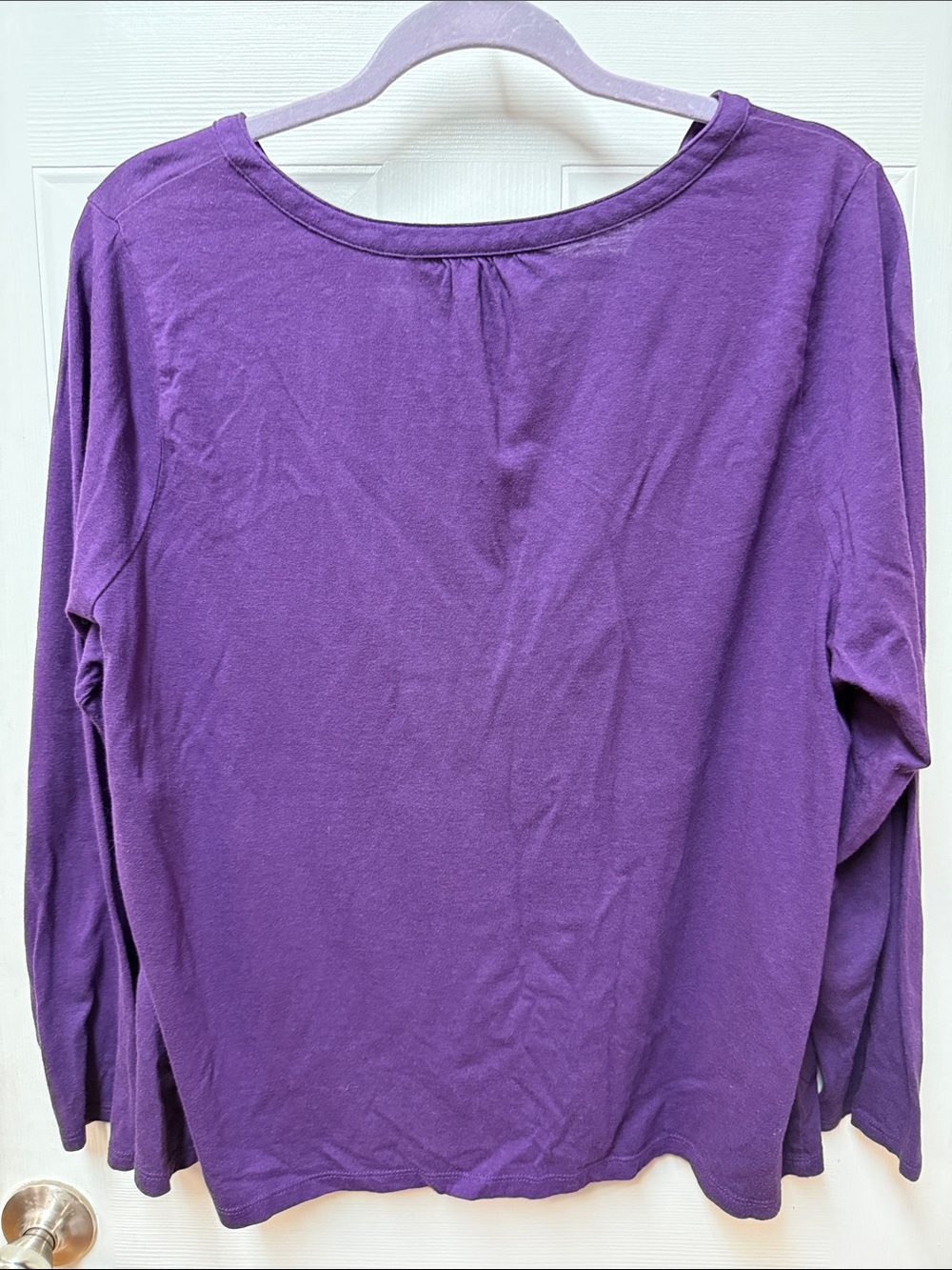 Lane Bryant Purple Long Sleeve Sequin V-Neck Blouse Top - Picture 4 of 7